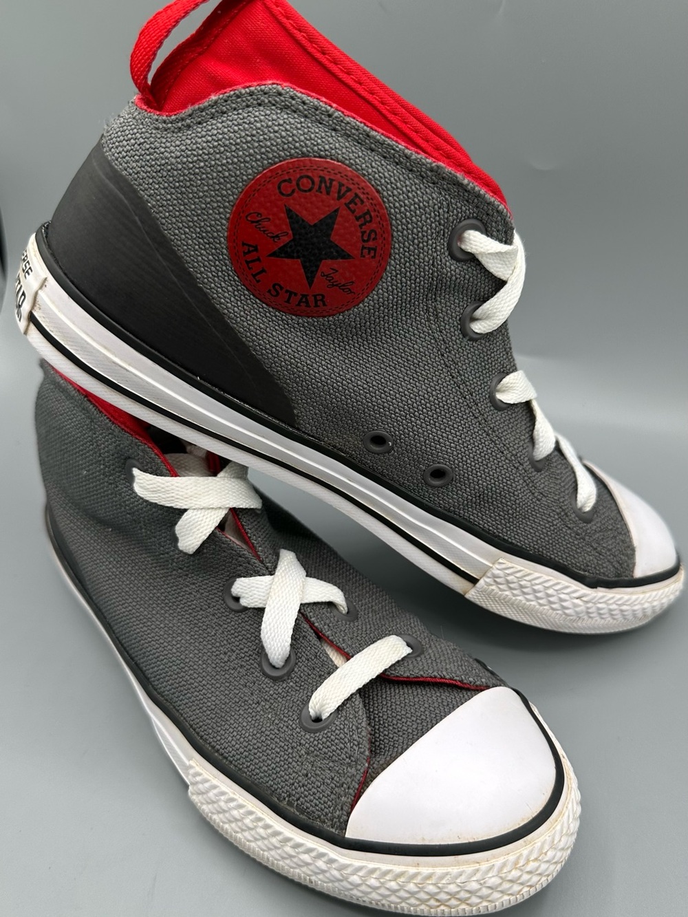 Converse Chuck Taylor All Star Gray Red High Top Sneakers Size 3